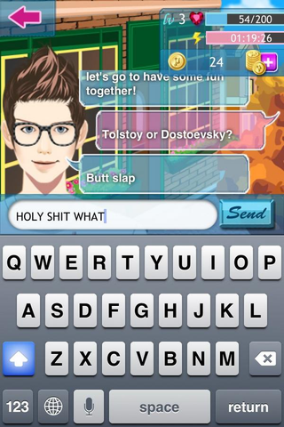 Illustration for article titled This Digital Boyfriend Game Is Like Dating Cleverbot, Except Even More Hilarious/Creepy